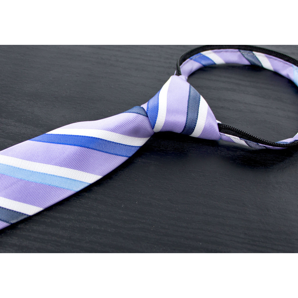 boys' lilac lavender purple patterned striped woven zipper necktie tie
