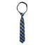boys' black grey gray blue checkers tartan plaid patterned woven zipper necktie tie