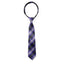 boys' purple black white stripes checkers plaid tartan patterned woven zipper necktie tie