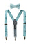 Boys' Floral Cotton Suspenders and Bow Tie Set, Blue (Color F14)