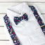Boys' Floral Cotton Suspenders and Bow Tie Set, Navy (Color F23)