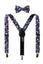 Boys' Floral Cotton Suspenders and Bow Tie Set, Navy (Color F23)