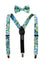 Boys' Floral Cotton Suspenders and Bow Tie Set, Blue (Color F31)
