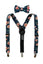 Boys' Floral Cotton Suspenders and Bow Tie Set, Navy Orange (Color F35)