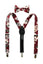 Boys' Floral Cotton Suspenders and Bow Tie Set, Burgundy (Color F37)