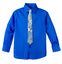 Boys' Cobalt Blue Cotton Blend Dress Shirt and Skinny Floral Cotton Necktie Set (Color F31)
