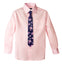 Boys' Light Pink Cotton Blend Dress Shirt and Skinny Floral Cotton Necktie (Color F38)