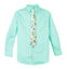 Boys' Mint Cotton Blend Dress Shirt and Skinny Floral Cotton Necktie (Color F26)