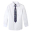 Boys' White Cotton Blend Dress Shirt and Skinny Floral Necktie (Color F23)
