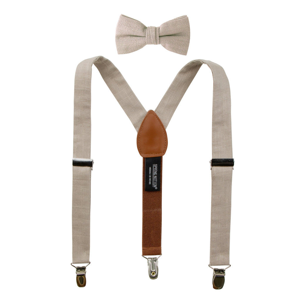 Boys' Linen Blend Suspenders and Bow Tie Set