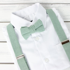 Boys' Linen Blend Suspenders and Bow Tie Set