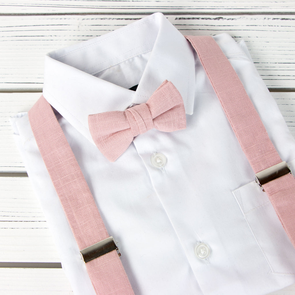 Boys' Linen Blend Suspenders and Bow Tie Set