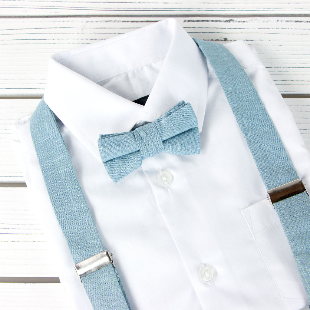 Boys' Linen Blend Suspenders and Bow Tie Set