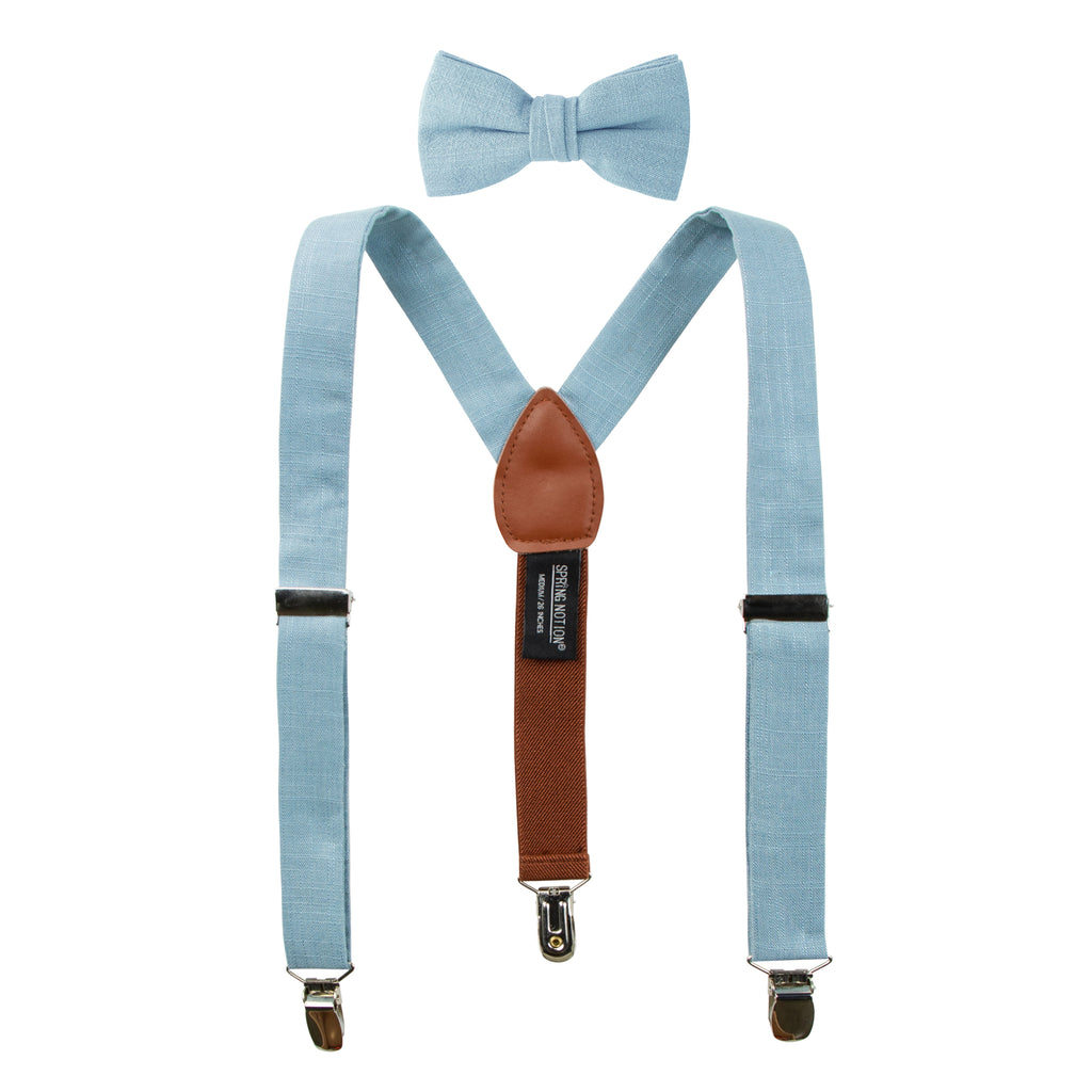 Boys' Linen Blend Suspenders and Bow Tie Set