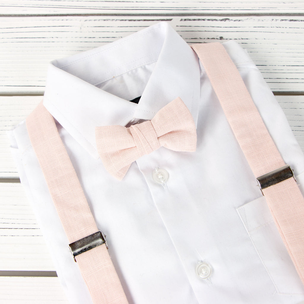 Boys' Linen Blend Suspenders and Bow Tie Set