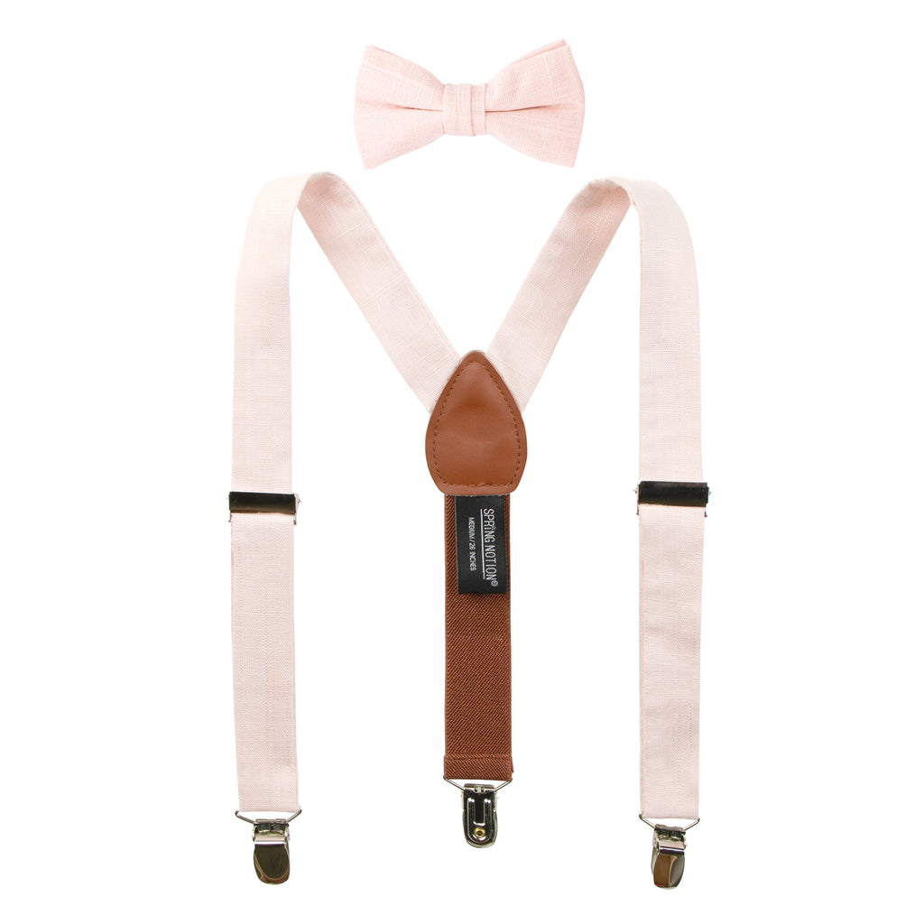 Boys' Linen Blend Suspenders and Bow Tie Set