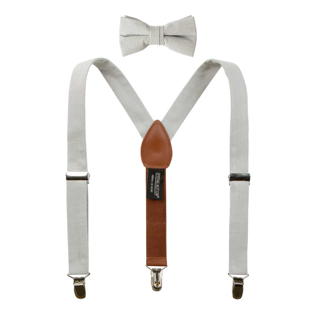Boys' Linen Blend Suspenders and Bow Tie Set