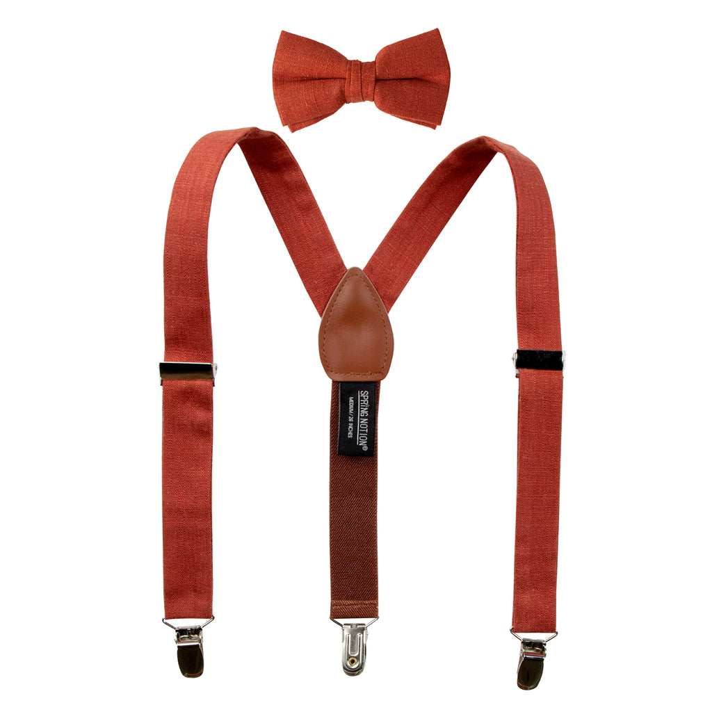 Boys' Linen Blend Suspenders and Bow Tie Set