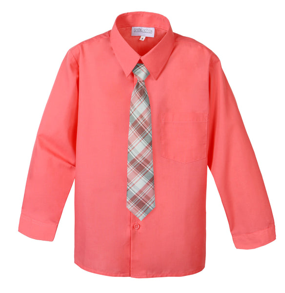 Boys' Coral Cotton Blend Dress Shirt and Tie Set (Color 31) – SPRING NOTION