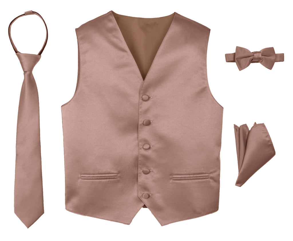 Boys' 4-Piece Satin Tuxedo Vest Set