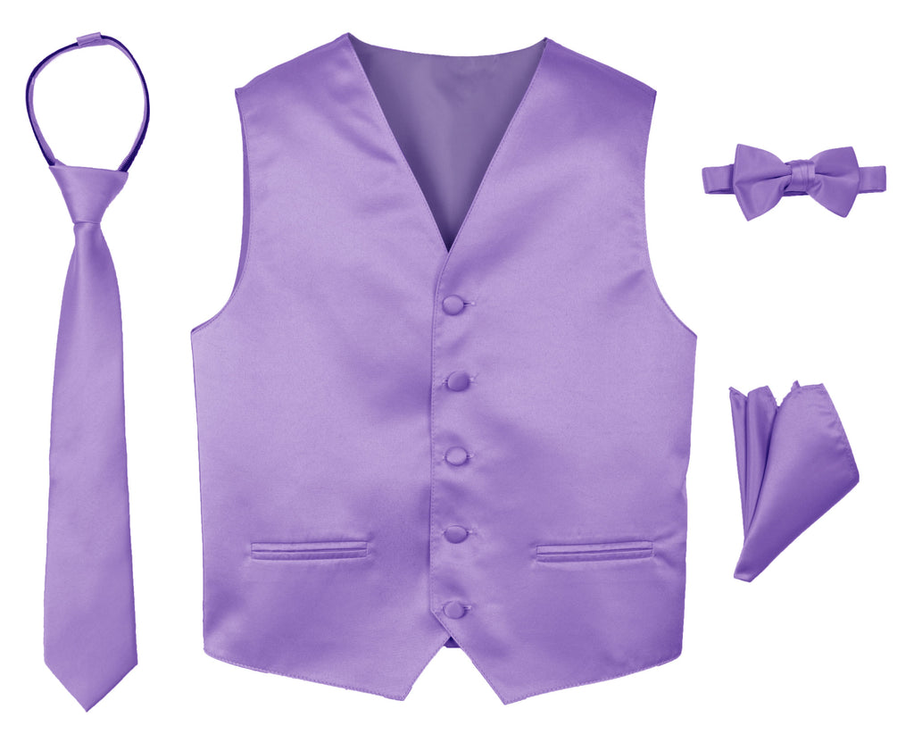 Boys' 4-Piece Satin Tuxedo Vest Set