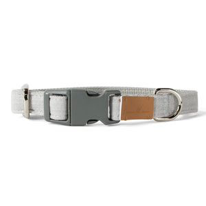 Linen Blend Dog Collar with Strong Buckle, Light Grey