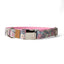 Cotton Floral Dog Collar with Shiny Chrome Silver Metal Buckle, 02-Blue