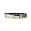 Cotton Floral Dog Collar with Shiny Chrome Silver Metal Buckle, 06-Light Blue