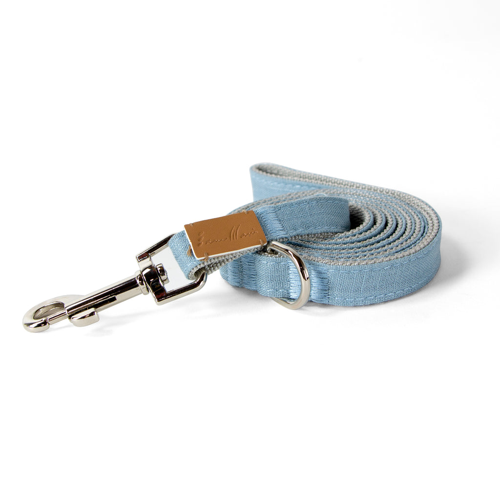 Linen Blend Dog Leash with D-Ring, 4.5 FT Walking Lead, Blue