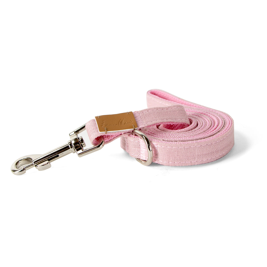 Linen Blend Dog Leash with D-Ring, 4.5 FT Walking Lead, Rose