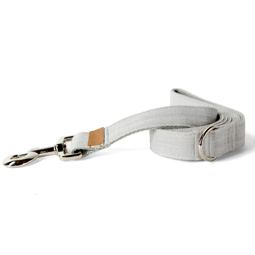 Linen Blend Dog Leash with D-Ring, 4.5 FT Walking Lead, Light Grey