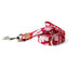 Cotton Floral Dog Leash with Shiny Chrome Silver Metal Snap and D-Ring, 11-Red