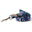 Cotton Floral Dog Leash with Shiny Chrome Silver Metal Snap and D-Ring, 14-Navy