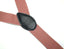 men's pink copper metallic elastic stretch suspenders with genuine leather crosspatch with subtle Spring Notion branding