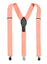 men's petal lavender purple pink elastic stretch suspenders with genuine leather crosspatch with subtle Spring Notion branding