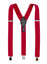 men's red elastic stretch suspenders with genuine leather crosspatch with subtle Spring Notion branding