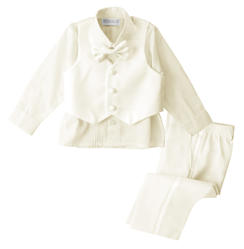 boys' ivory classic fit five-piece tuxedo without tail