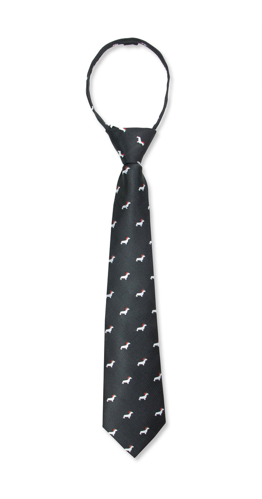 Boys' Microfiber Woven Dachshund Christmas Tie