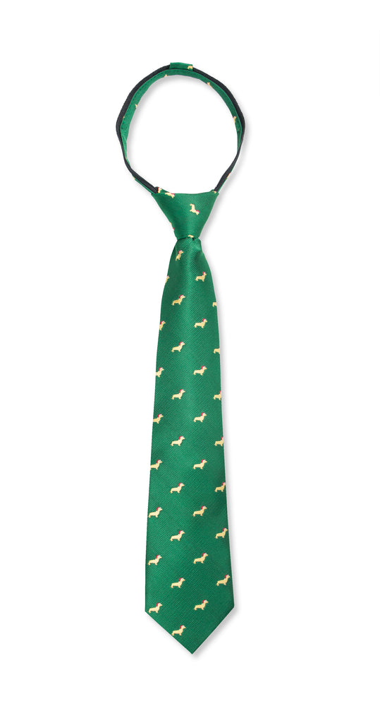 Boys' Microfiber Woven Dachshund Christmas Tie