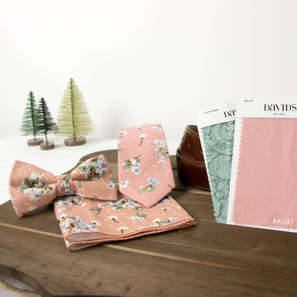 Men's Cotton Floral Print Pocket Square, Light Pink (Color F18)