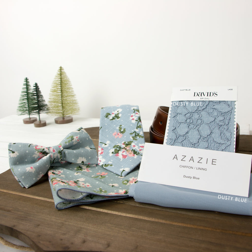 Boys' Cotton Floral Skinny Zipper Tie, Light Blue (Color F19)