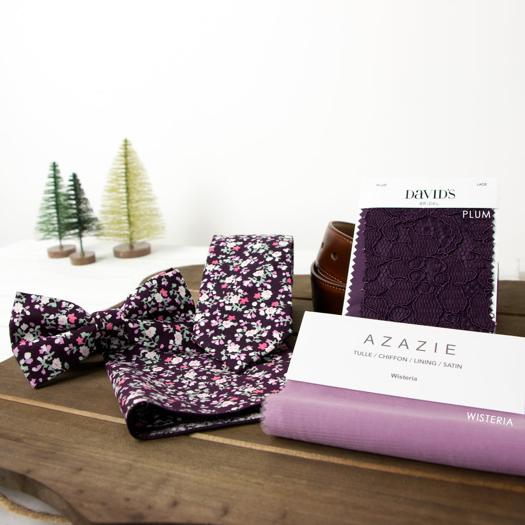 Men's Cotton Floral Print Pocket Square, Purple (Color F20)