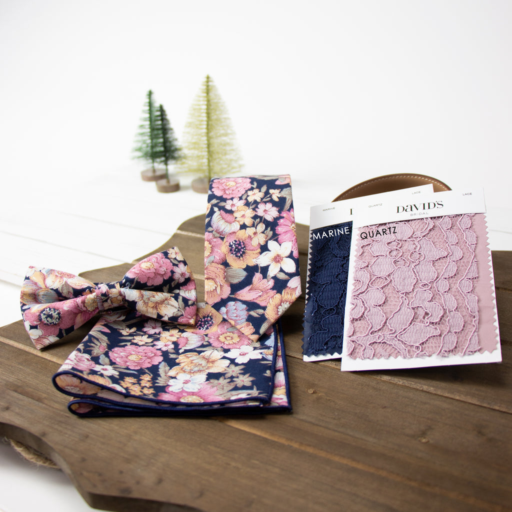 Men's Cotton Floral Print Pocket Square, Quartz (Color F52)