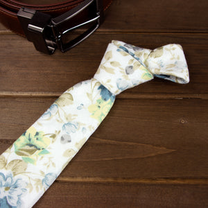 Men's Floral Necktie and Pocket Square Handkerchief Hanky Set, Yellow (Color F24)