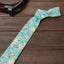 Men's Cotton Printed Floral Skinny Tie, Green Yellow (Color F76)