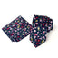 Men's Floral Necktie and Pocket Square Handkerchief Hanky Set, Navy (Color F23)