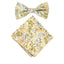Men's Cotton Floral Bow Tie and Handkerchief Set, Yellow Blue (Color F63)