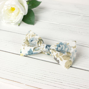 Men's Cotton Floral Bow Tie and Handkerchief Set, Yellow (Color F24)