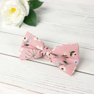 Men's Cotton Floral Bow Tie and Handkerchief Set, Light Pink (Color F29)