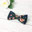 Men's Cotton Floral Bow Tie and Handkerchief Set, Navy Orange (Color F35)